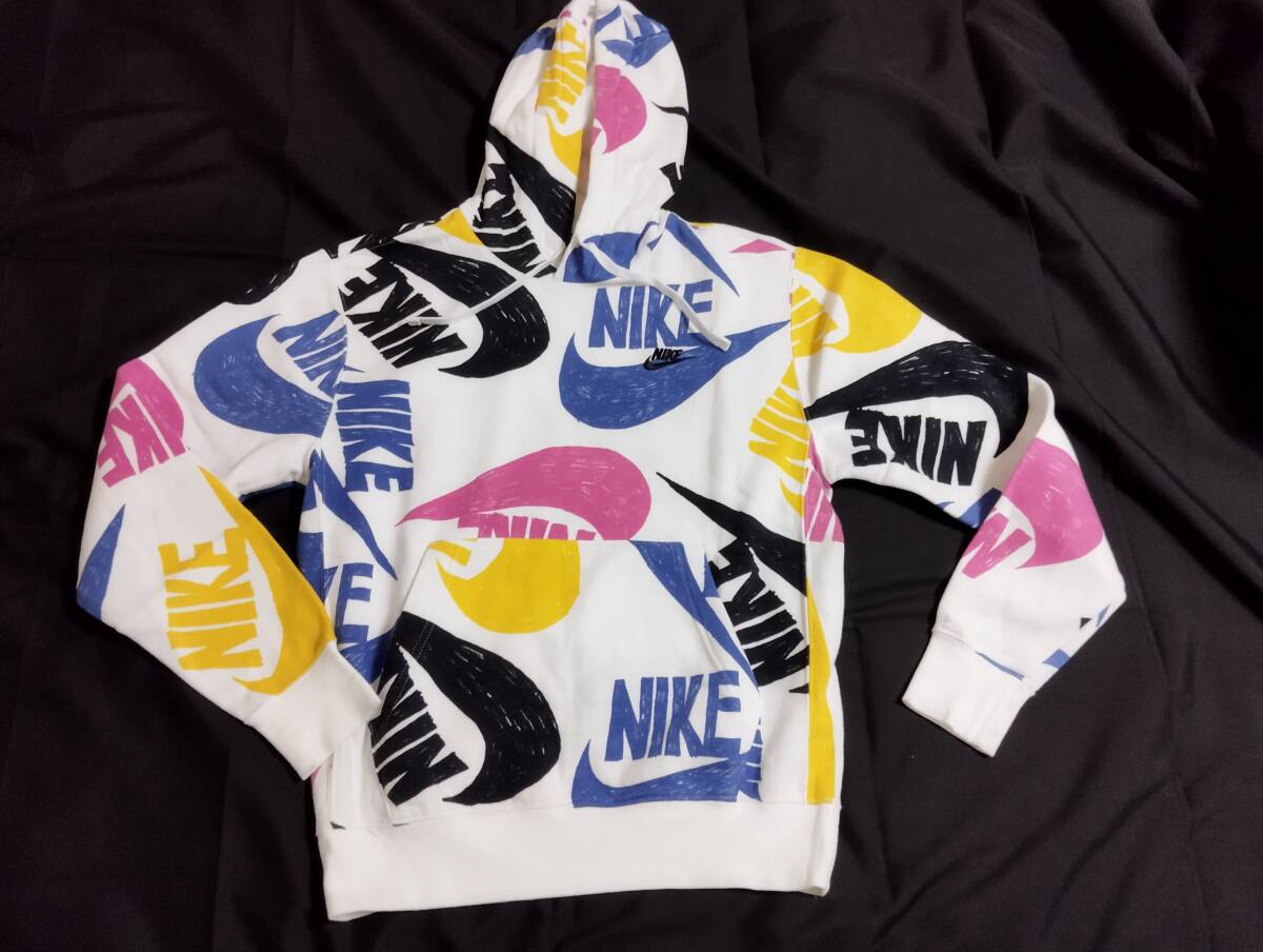 NIKE プルオーバーパーカー フーディ ロゴ 総柄 S_画像1