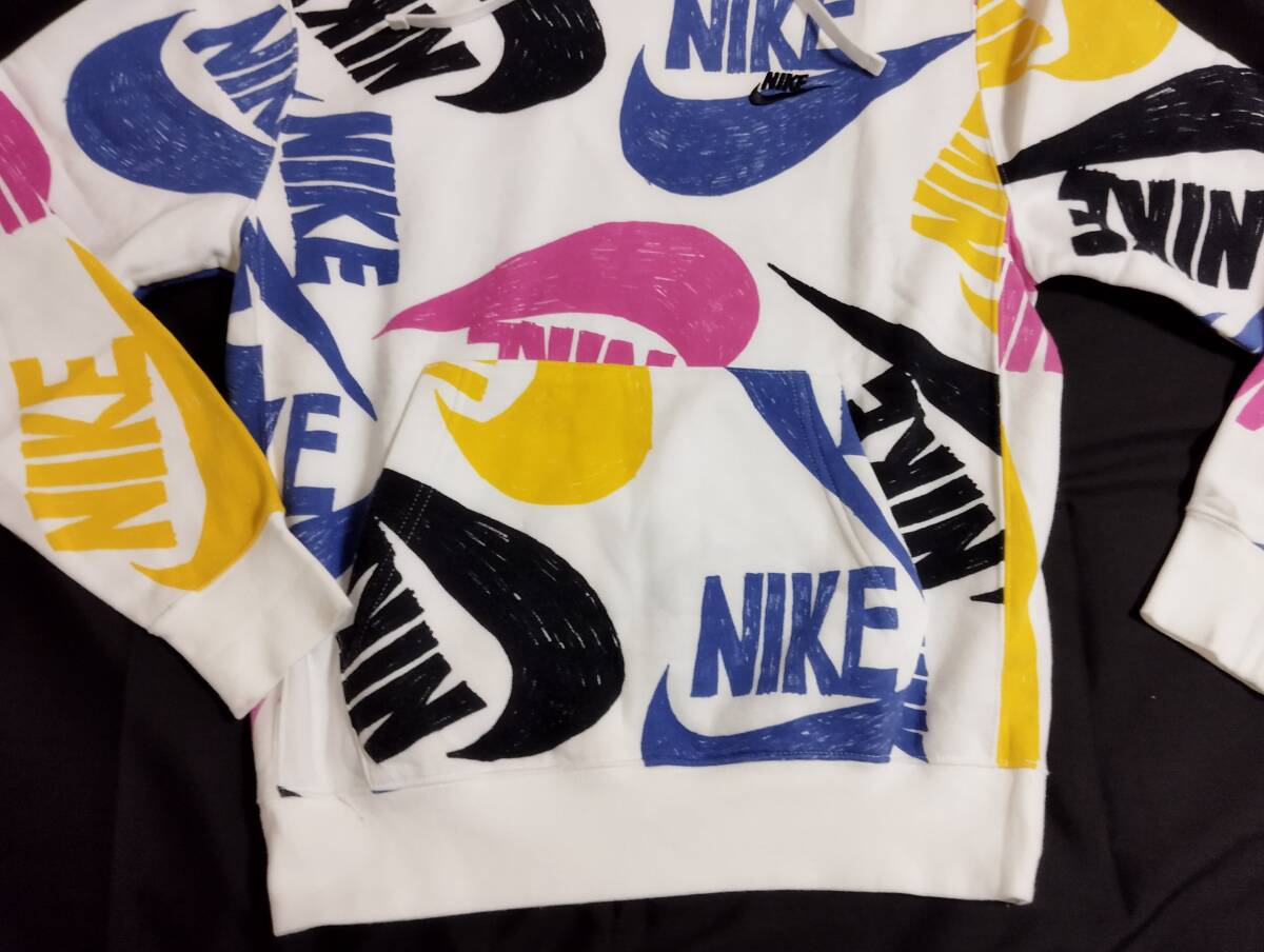 NIKE プルオーバーパーカー フーディ ロゴ 総柄 S_画像3