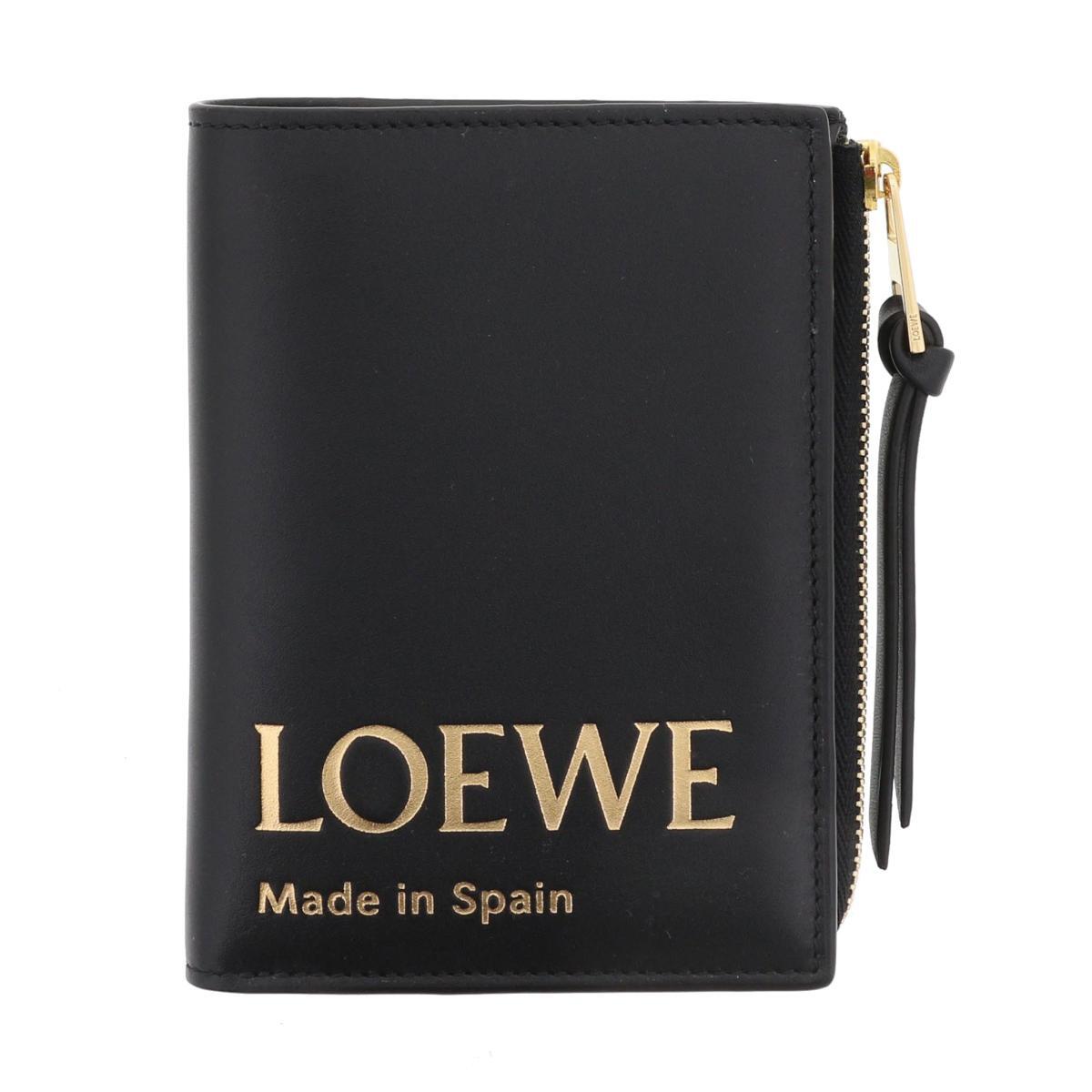 【美品】LOEWE （ロエベ） 二つ折り財布 財布 二つ折り財布(小銭入無) Black CLE0P30X01 used:A【中古】_画像1