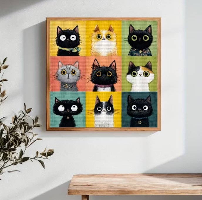 ◆クロスステッチ　キット◆猫　枠 　14CT　 40×40cm_画像5