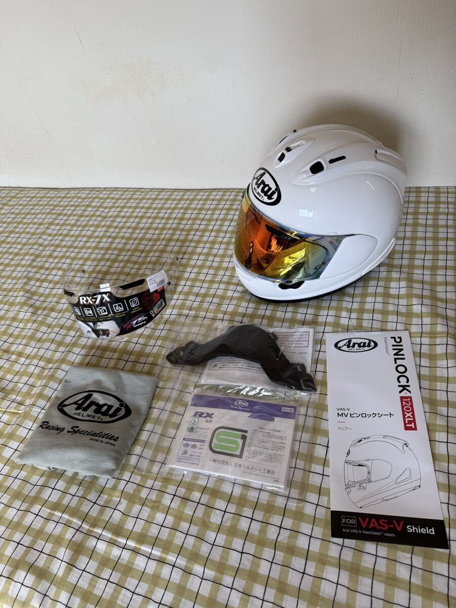 【美品】Arai アライ RX-7X グラスホワイト Lサイズ 59/60CM ミラーシールド付き_画像1
