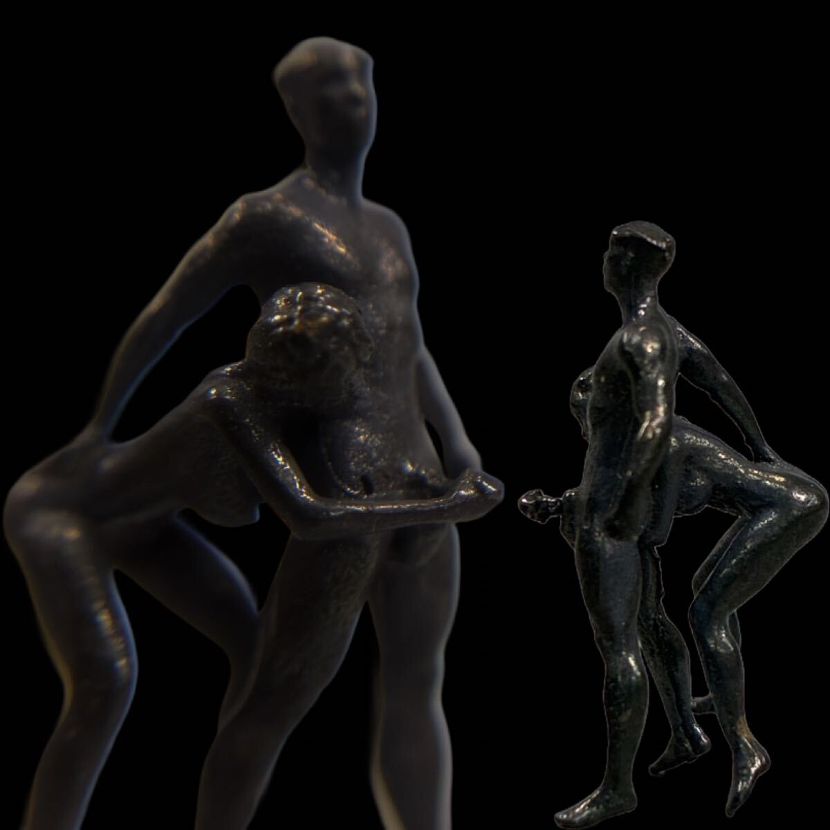 超絶技巧！極小 春画 ブロンズ 裸婦像 置物 ヌード オブジェ 裸婦 ミニ銅像 男女像 性行 芸術 アート 置物 金属工芸 西洋美術 _画像1