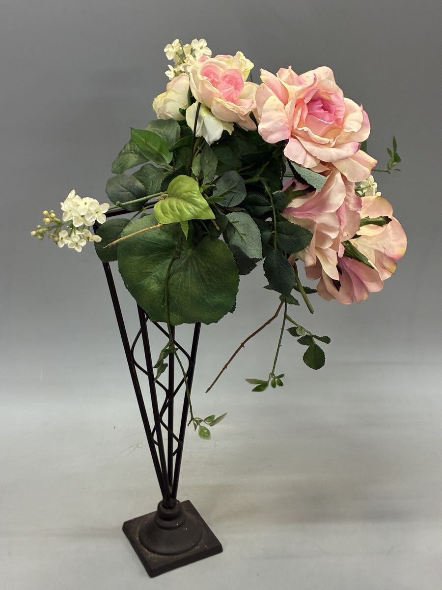 アートフラワー インテリア 造花 薔薇 置物 鉄製スタンド アイアンスタンド 置物 インテリア オブジェ バラ _画像5