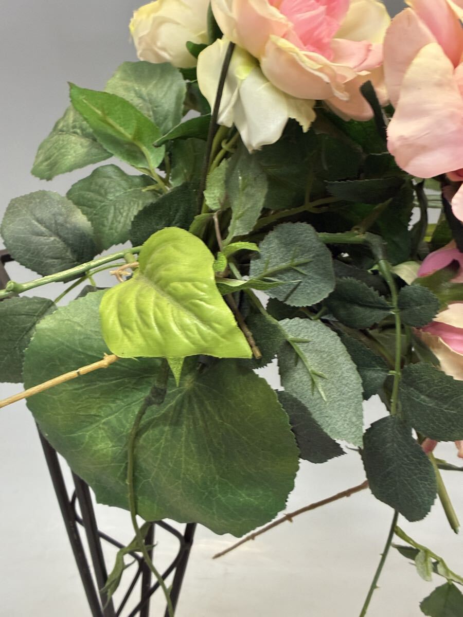 アートフラワー インテリア 造花 薔薇 置物 鉄製スタンド アイアンスタンド 置物 インテリア オブジェ バラ _画像8