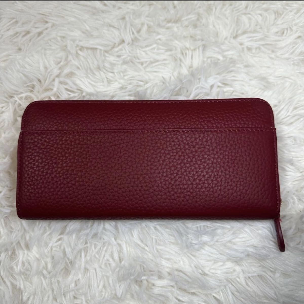 長財布 ボルドー シンプル ラウンドファスナー コインスルー 大容量 牛革 赤 レッド レザー 財布 ブラック カード 本革 多収納 ウォレット_画像6