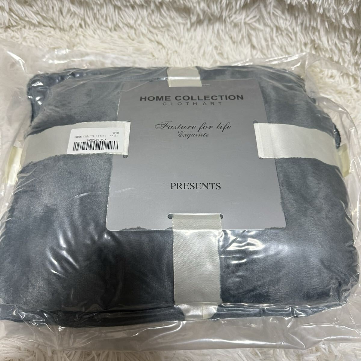 毛布 ダブル 180×200cm ブランケット グレー ラビットファー調 掛け毛布 ふわとろ もこもこ 軽量 肌掛け毛布 オールシーズン 布団_画像7