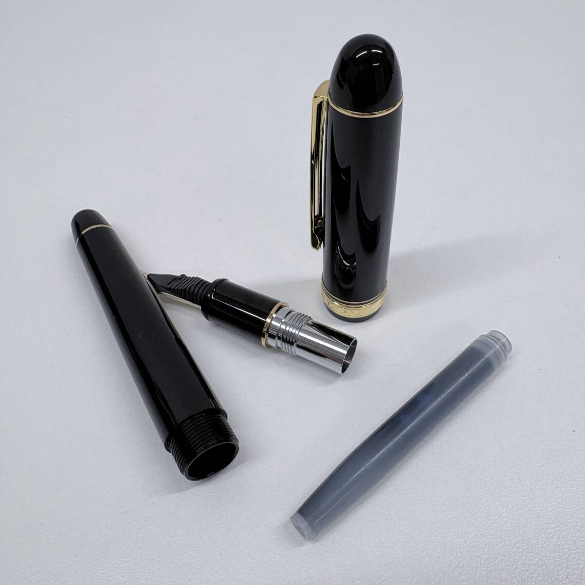 ▲【PLATINUM/プラチナ】万年筆 CENTURY/センチュリー 3776 ブラック ペン先14K刻印有り 箱/インク付き 保管品 ブランド 筆記具★4079_画像8