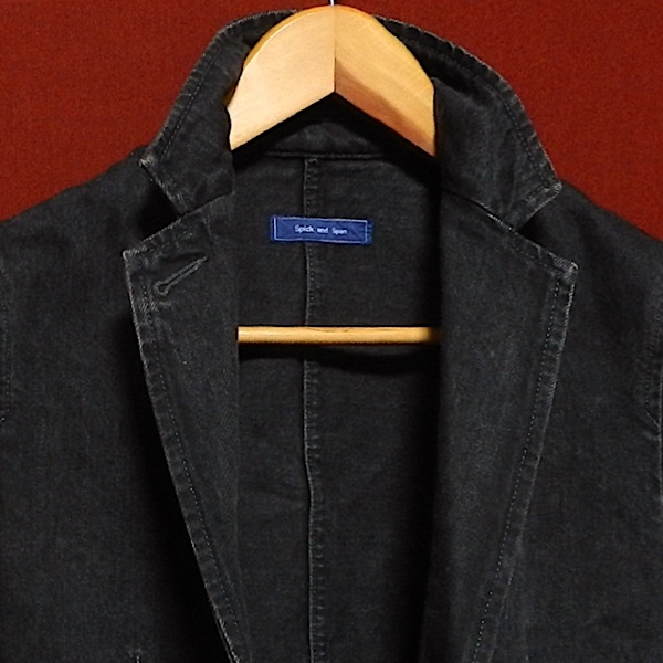 Spick&Span デザイン テーラード ブレザー デニム ジャケット ハーフ ドレスジャケット ユーズド加工 インディゴ 黒 ブラック F S ~ M 美品_画像4