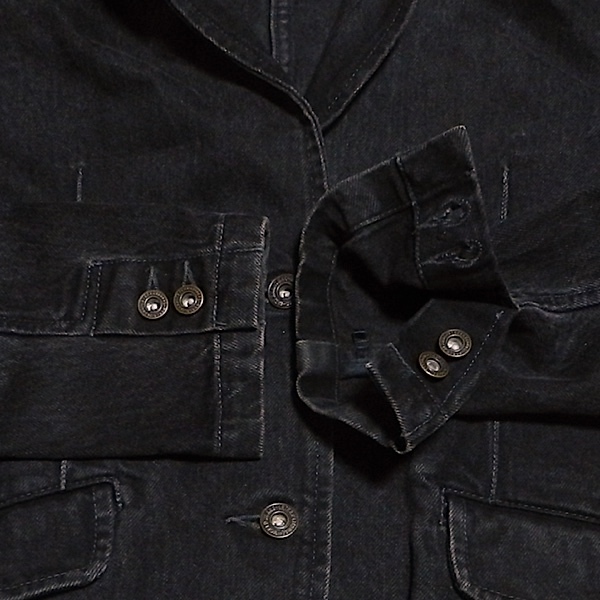 Spick&Span デザイン テーラード ブレザー デニム ジャケット ハーフ ドレスジャケット ユーズド加工 インディゴ 黒 ブラック F S ~ M 美品_画像7