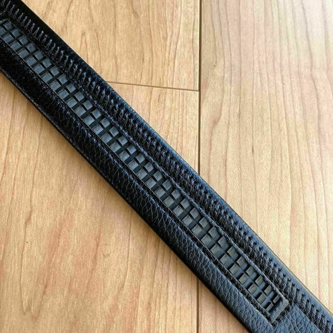 オートロックベルト メンズ ビジネス スーツ カジュアル 学生 制服 自動バックル 穴なし PUレザー 調整不要 ブラック 黒_画像6