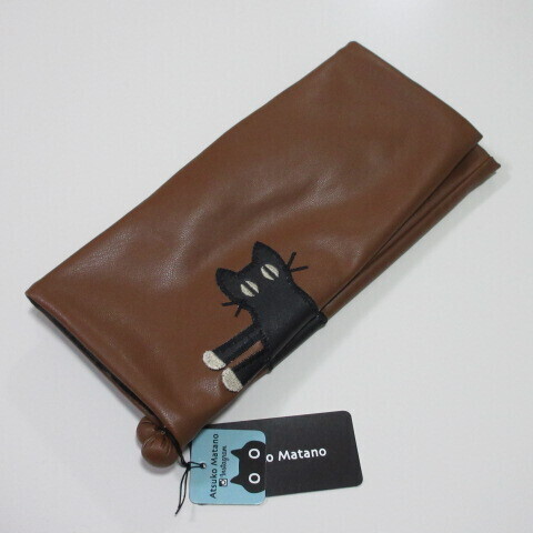 【Atsuko Matano】マタノアツコ手袋 指なし手袋 裏ボア フェイクレザー 見つめる猫/ネコ/ブラウン_画像4