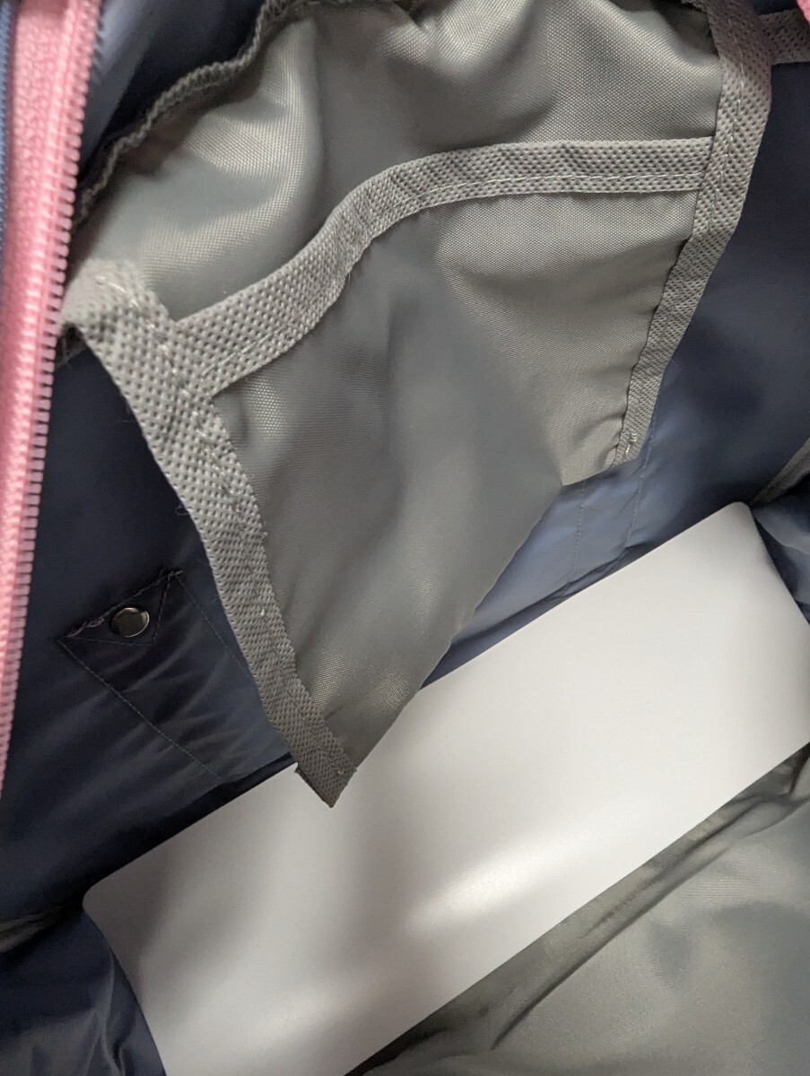 スクールバッグ スクバ グレー×ピンク 中学生 高校生 通学鞄 ナイロン_画像7