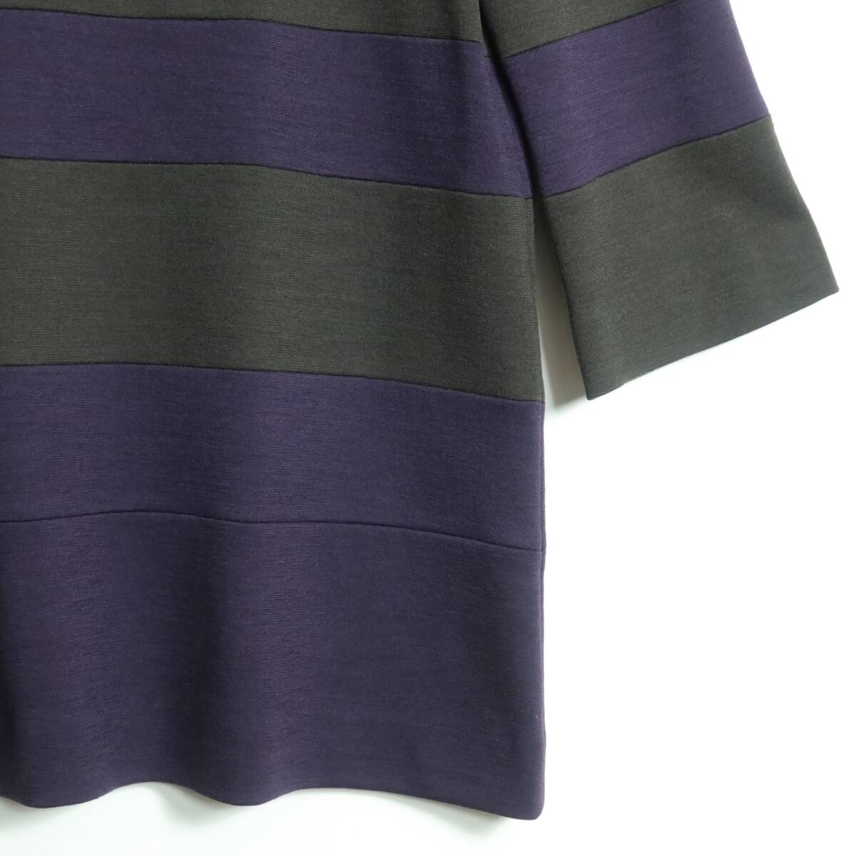 レリアン★プルオーバー サイズ7 グレー×紫系 ボーダー柄 ウール混♪厚手 z16255_画像4