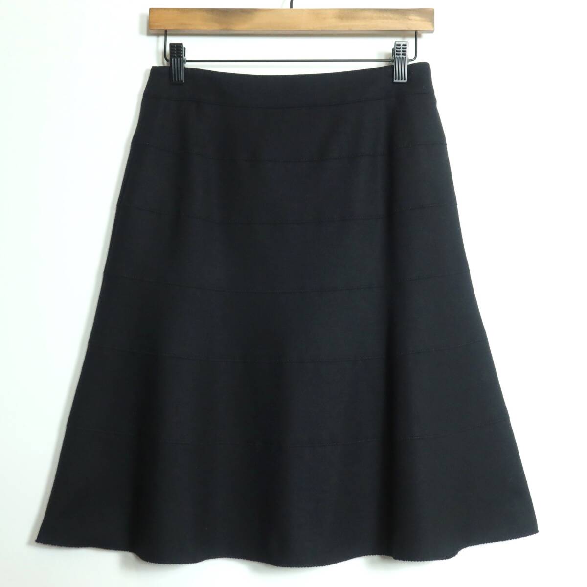 レリアン★フレアスカート サイズ9 黒系 ウール100♪厚手 z16256_画像1