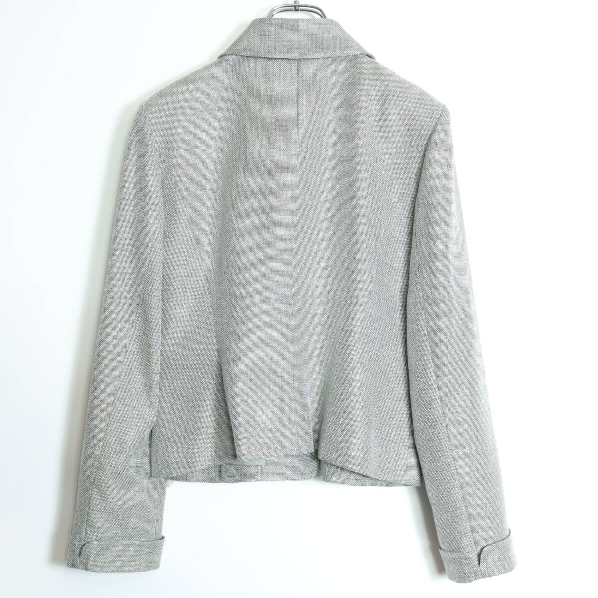 レリアン★ウール&シルク！上質スーツ ジャケット&スカート サイズ7 ライトグレー系 共布コサージュ付♪z16268_画像5