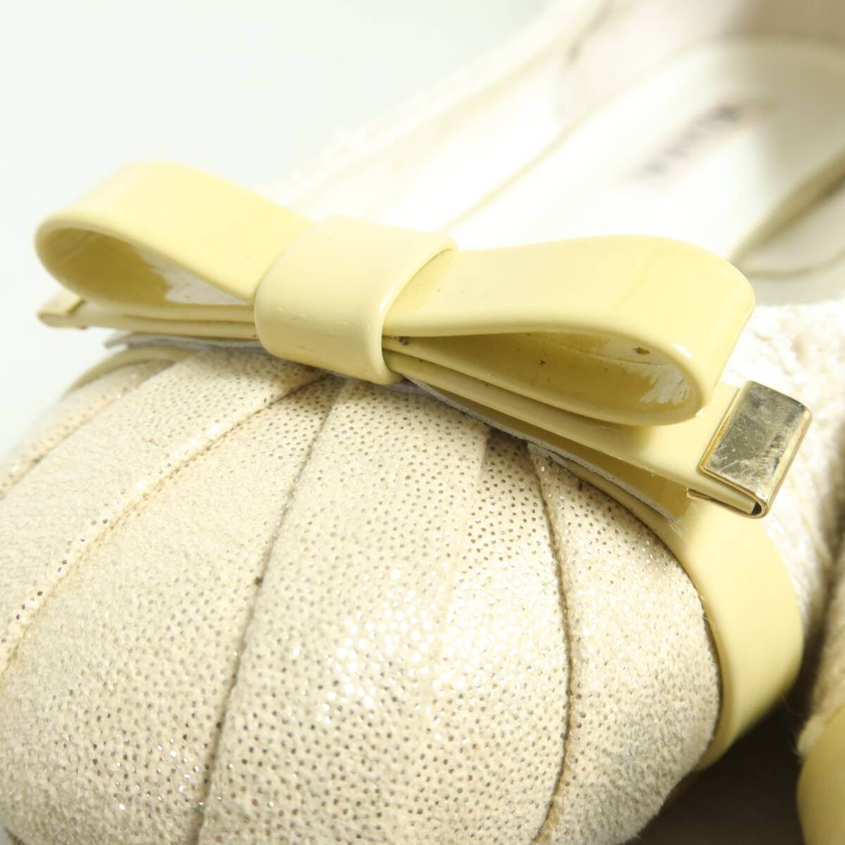 DIANAダイアナ★上品!ツイード フラット~ パンプス ホワイトベージュ系 サイズ22.5 *k4457_画像6