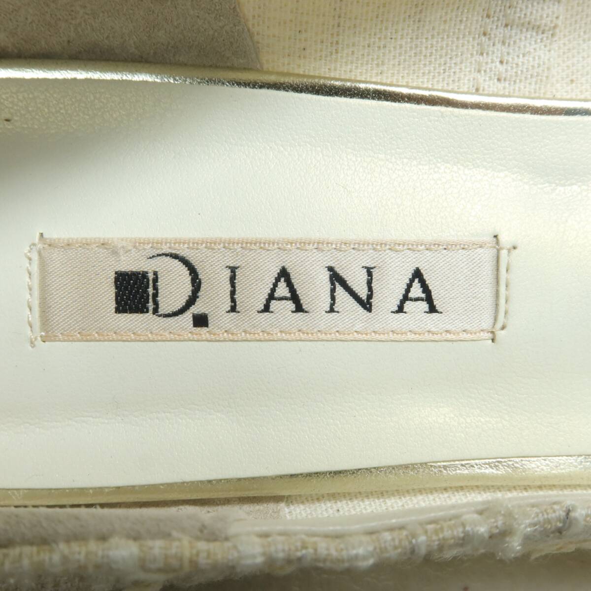 DIANAダイアナ★上品!ツイード フラット~ パンプス ホワイトベージュ系 サイズ22.5 *k4457_画像8