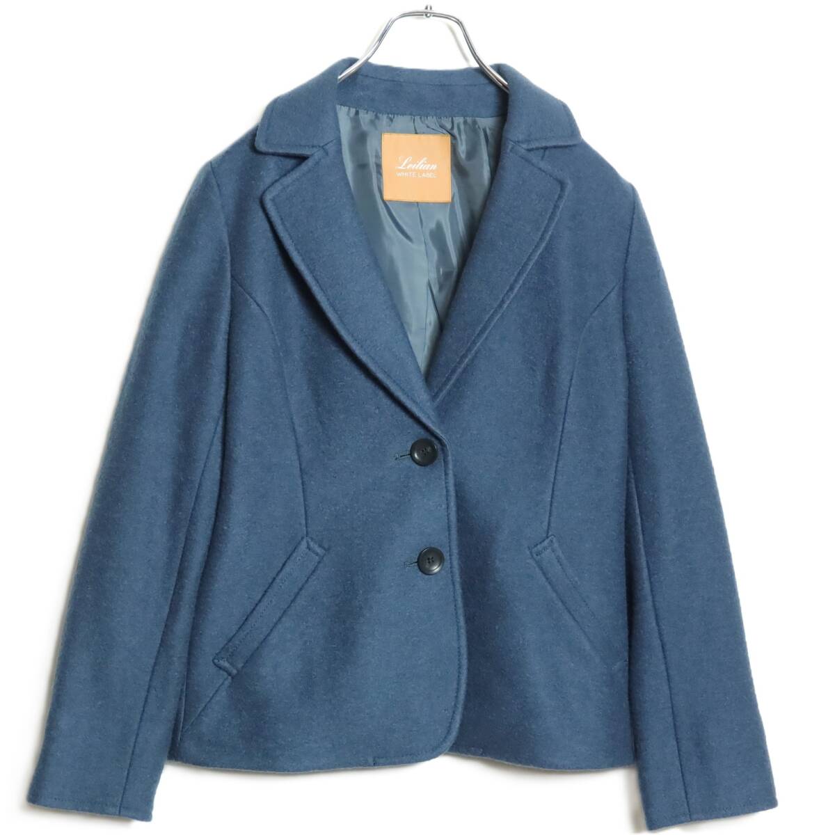 【美品】レリアン WHITE LABEL★上質ウール♪テーラードジャケット サイズ11 ブルーグレー系 無地 z16418_画像1