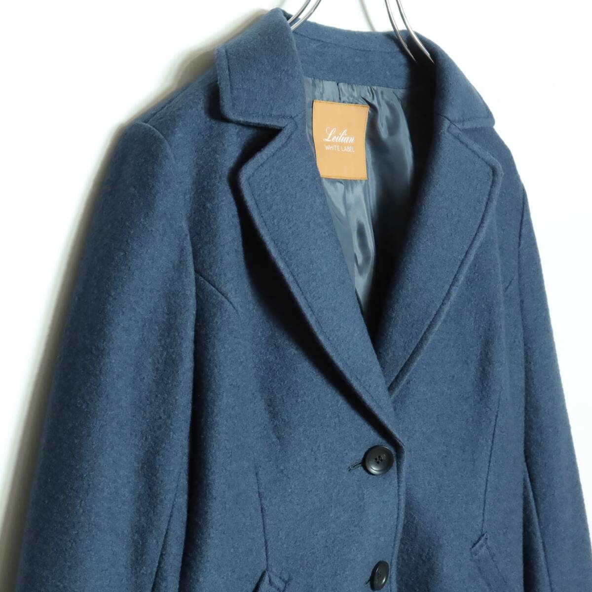 【美品】レリアン WHITE LABEL★上質ウール♪テーラードジャケット サイズ11 ブルーグレー系 無地 z16418_画像2