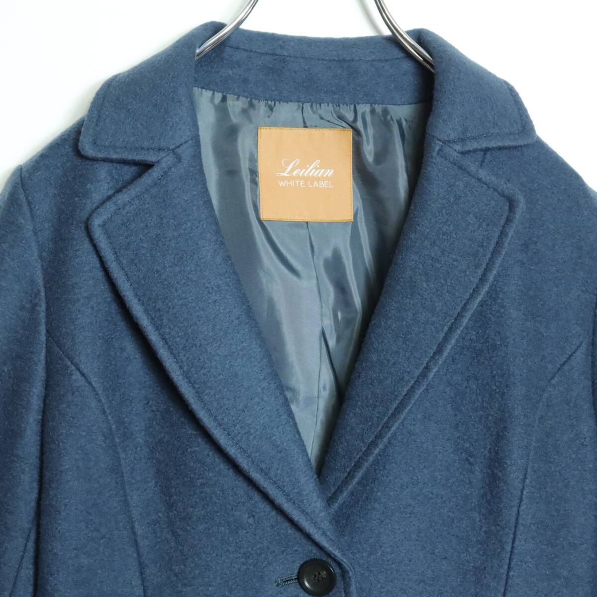 【美品】レリアン WHITE LABEL★上質ウール♪テーラードジャケット サイズ11 ブルーグレー系 無地 z16418_画像3