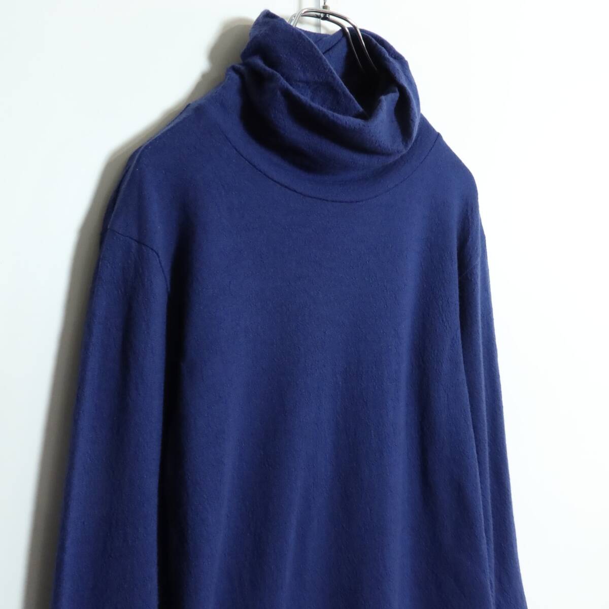 SOU・SOUソウソウ★カットソー ウォッシャブルウール ツイストタートル L/S サイズS 群青色 z16429_画像2