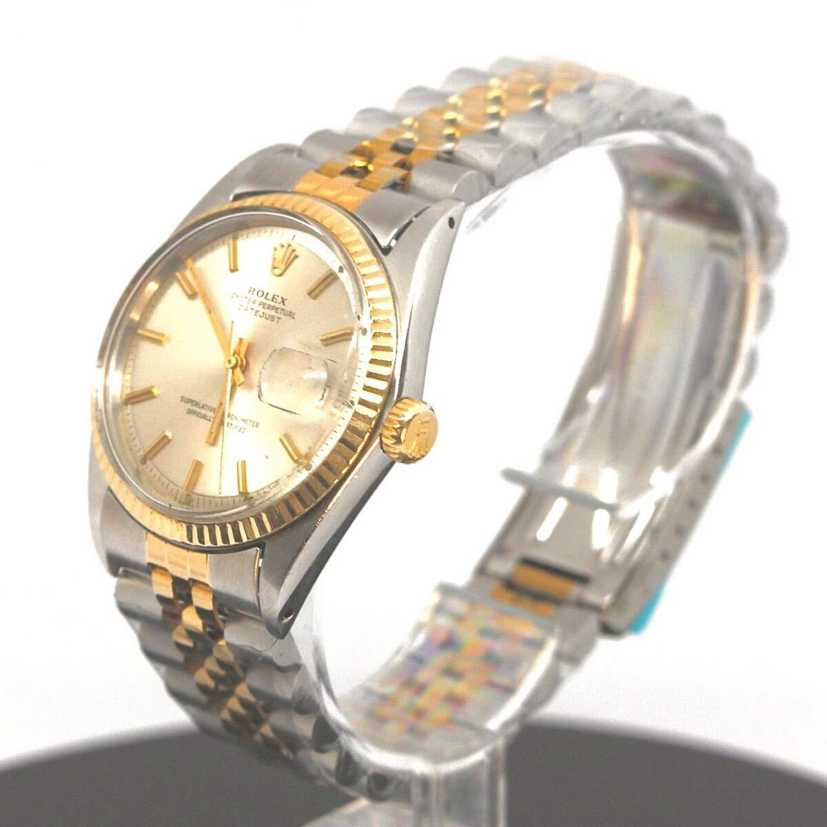 ROLEX ロレックス デイトジャスト 自動巻き YG/SS シルバー ,リューズ_画像2