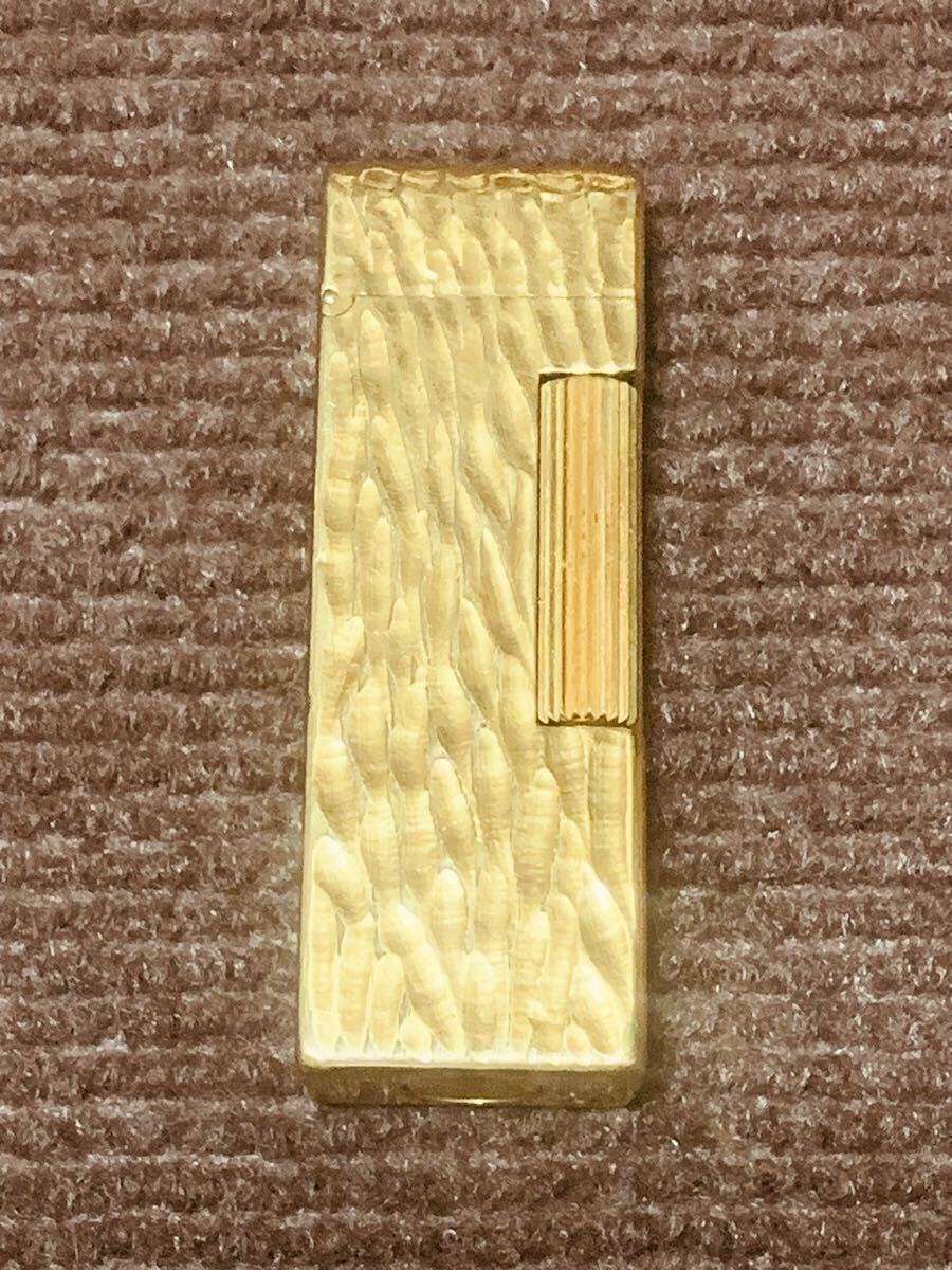 【dunhill】ダンヒルローラー式ガスライター ドーム型ゴールド×イエロー_画像2