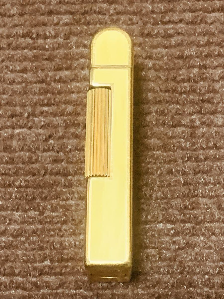 【dunhill】ダンヒルローラー式ガスライター ドーム型ゴールド×イエロー_画像3