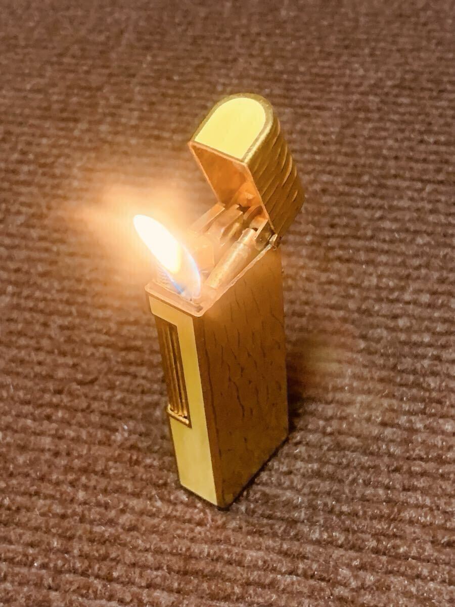 【dunhill】ダンヒルローラー式ガスライター ドーム型ゴールド×イエロー_画像7