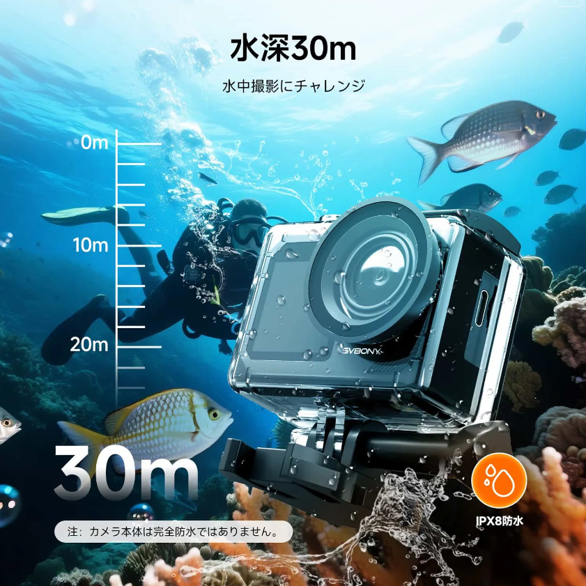 SVBONY SVGo2 4K30fps 手ブレ補正 30m 防水アクションカメラ_画像5