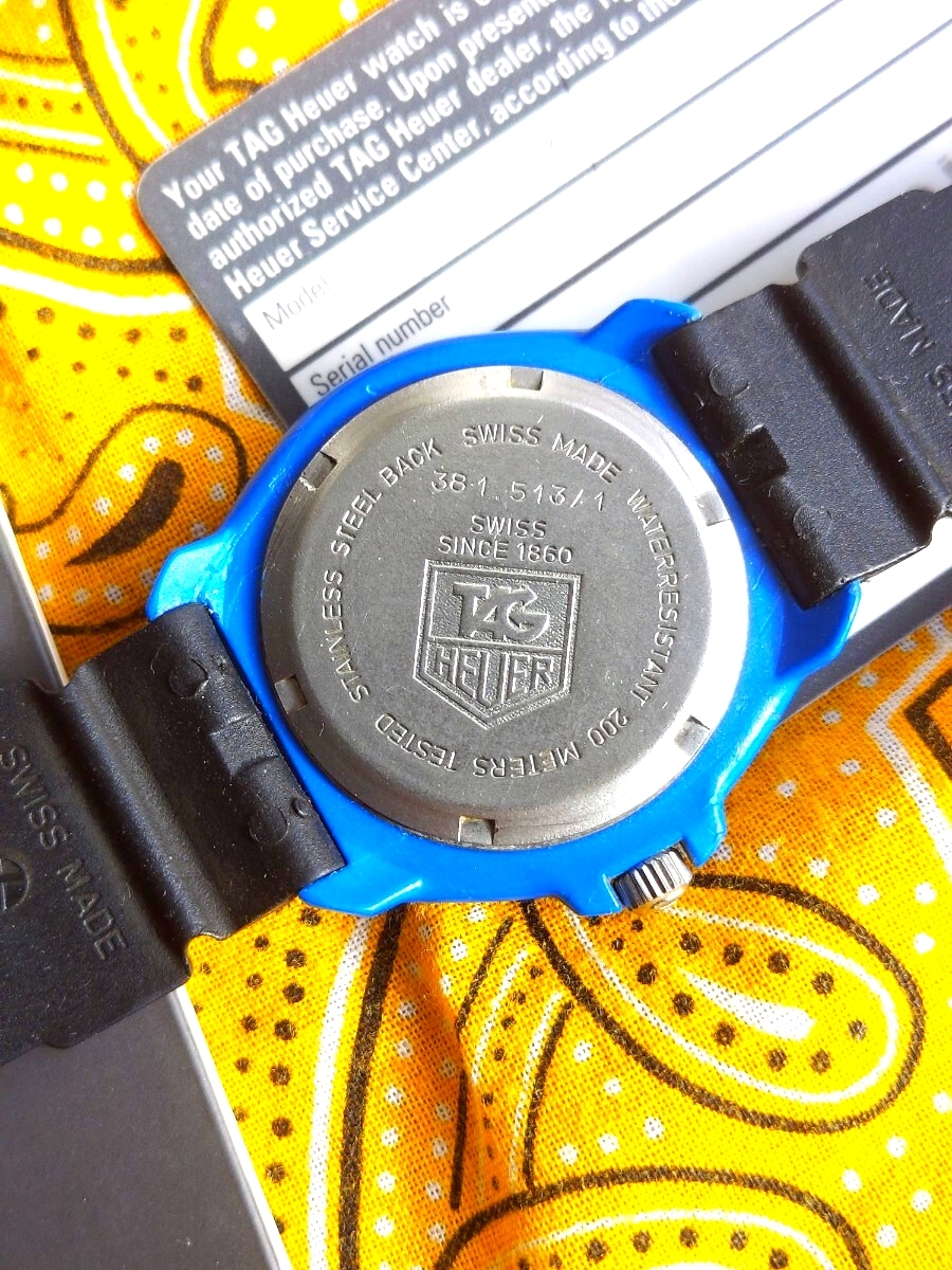 239.1円【稼働品】ボーイズ タグホイヤー TAGHEUER Professional 200m フォーミュラ1シリーズ 381.513　青/ブラック　純正ベルト _画像5