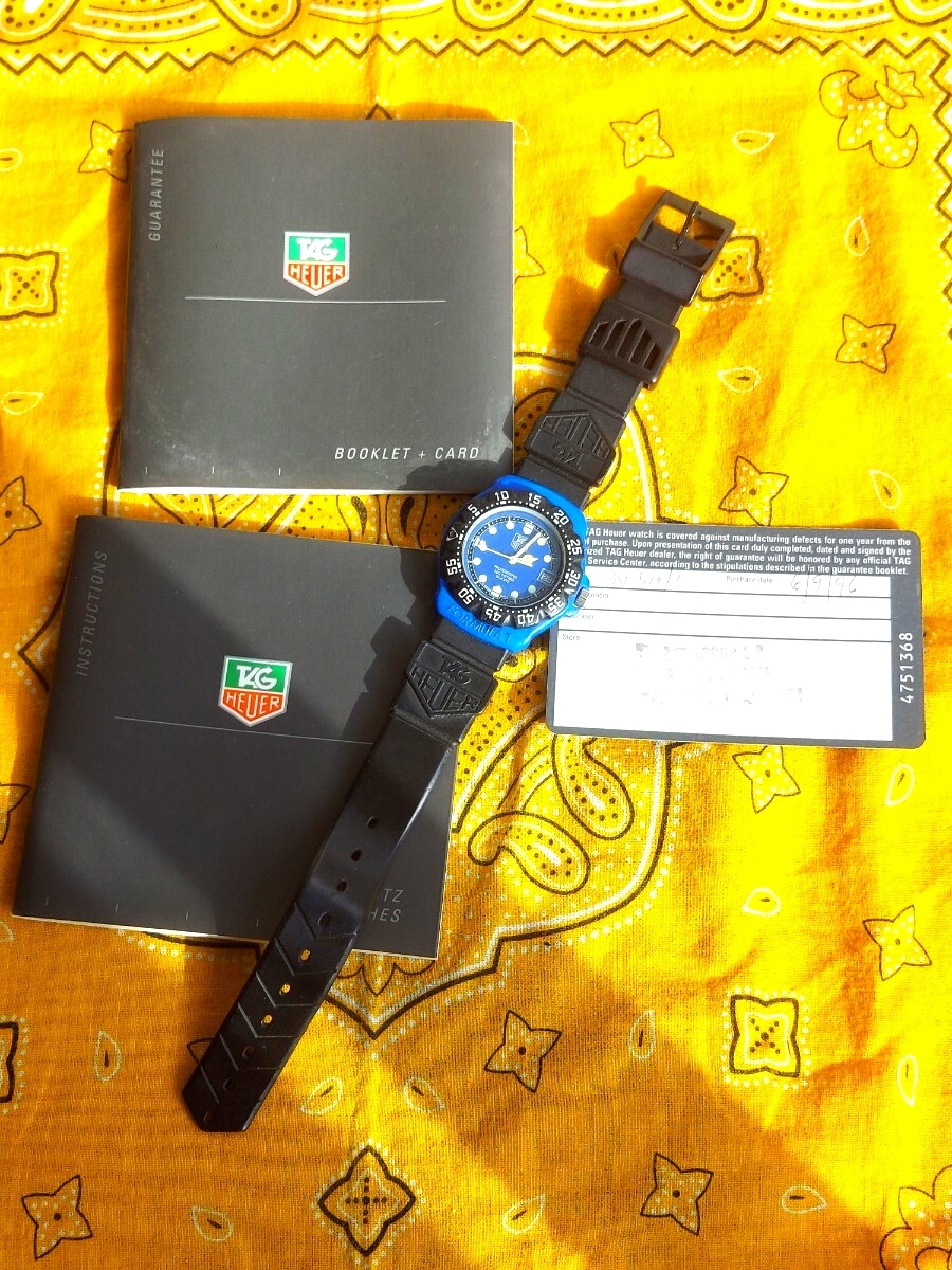 239.1円【稼働品】ボーイズ タグホイヤー TAGHEUER Professional 200m フォーミュラ1シリーズ 381.513　青/ブラック　純正ベルト _画像7