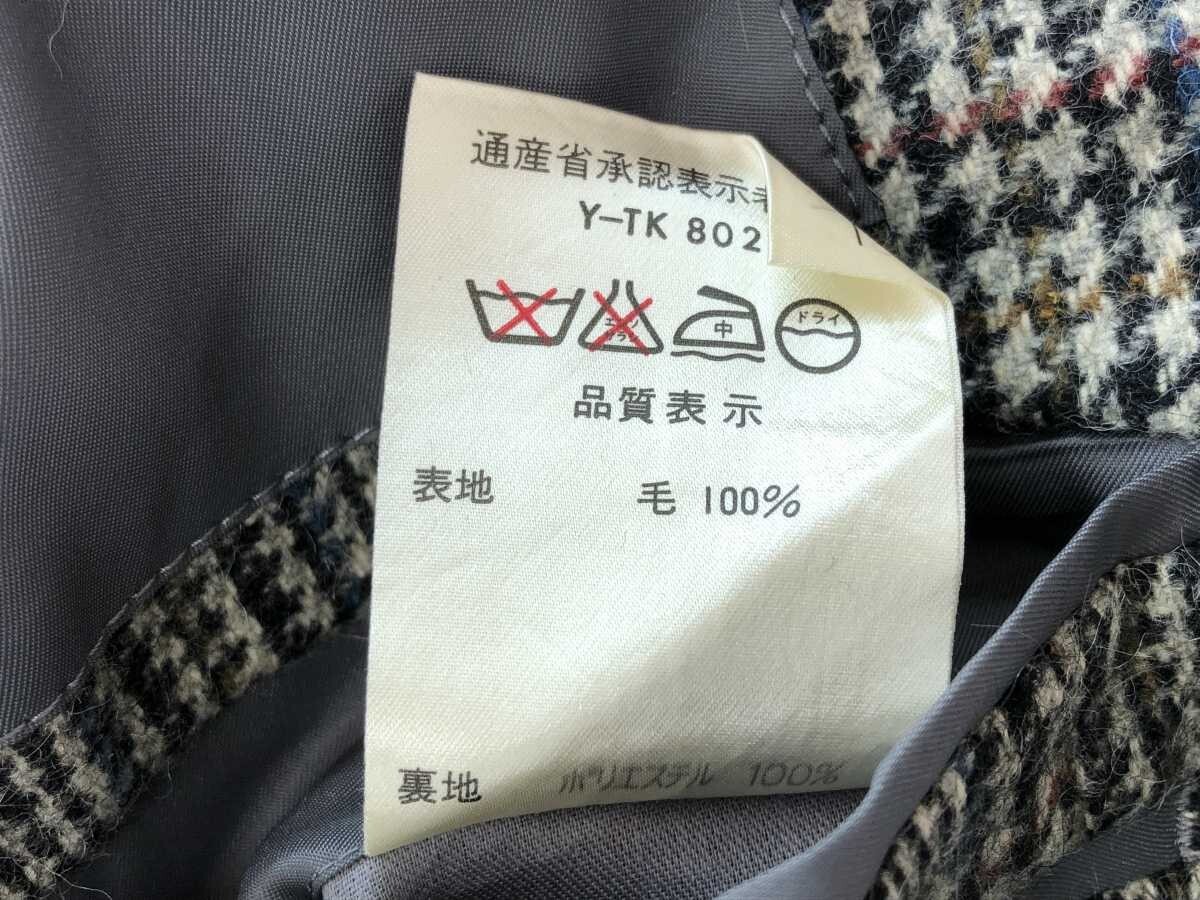 DOSWING オールド レトロ トラッド 古着 グレンチェック ウール100% くるみボタン テーラードジャケット 背抜き メンズ 92A4 グレー_画像3