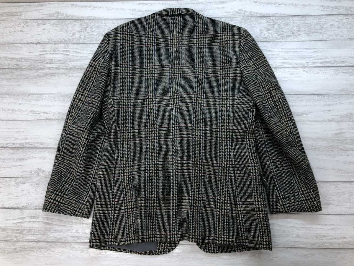 DOSWING オールド レトロ トラッド 古着 グレンチェック ウール100% くるみボタン テーラードジャケット 背抜き メンズ 92A4 グレー_画像6