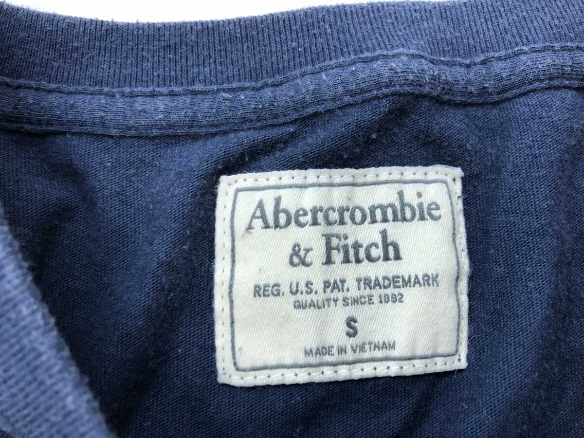 アバクロンビー&フィッチ Abercrombie & Fitch Y2K 00s アメカジ サーフ カットオフワッペン 刺繍 長袖Tシャツ ロンT メンズ 綿混合 M 青紺_画像2