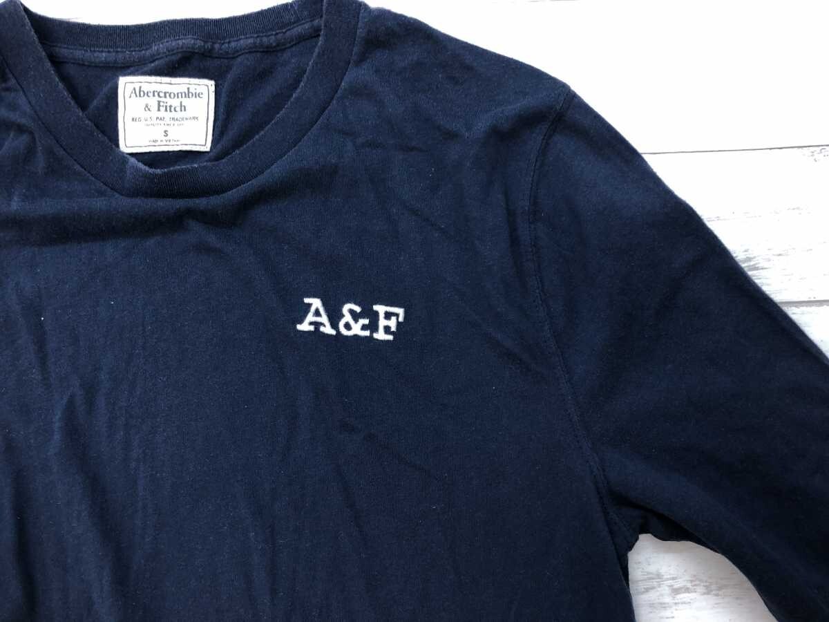 アバクロンビー&フィッチ Abercrombie & Fitch Y2K 00s アメカジ サーフ カットオフワッペン 刺繍 長袖Tシャツ ロンT メンズ 綿混合 M 青紺_画像4