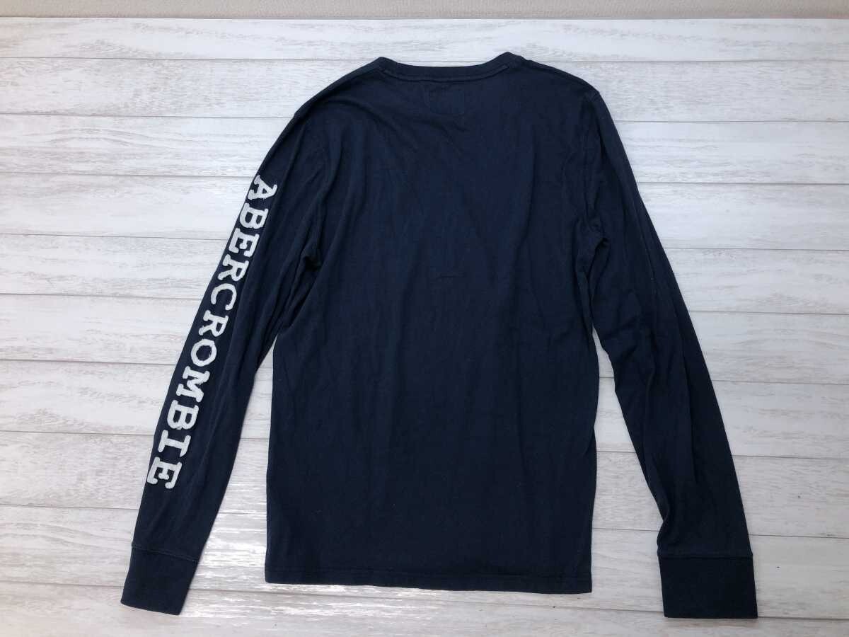 アバクロンビー&フィッチ Abercrombie & Fitch Y2K 00s アメカジ サーフ カットオフワッペン 刺繍 長袖Tシャツ ロンT メンズ 綿混合 M 青紺_画像7