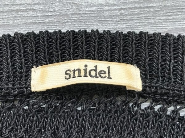 snidel スナイデル レディース 裾シフォン ボーダー シアーニットセーター F 黒_画像2