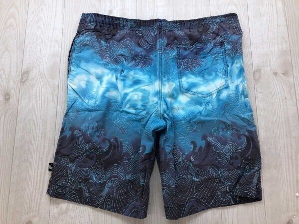 タウン&カントリー T&C SURF DESIGNS サーフ タイダイプリント ハーフ ショート スイム パンツ メンズ メッシュインナー付き M 青紺_画像2