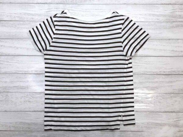 スローブイエナ SLOBE IENA フレンチガーリー マリン ボーダー ボートネック 半袖Tシャツ レディース サイドスリット コットン100% 茶色白_画像2