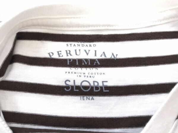 スローブイエナ SLOBE IENA フレンチガーリー マリン ボーダー ボートネック 半袖Tシャツ レディース サイドスリット コットン100% 茶色白_画像3