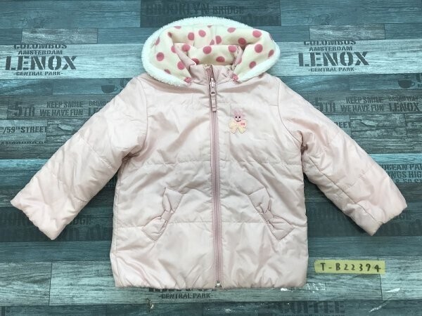 HOT BISCUITS キッズ リバーシブル 中綿 ジャケット 100 ピンクアイボリー_画像1