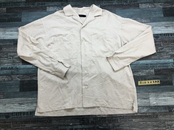 RAGEBLUE レイジブルー メンズ 胸ポケット カラー長袖シャツ L ライトグレージュ_画像1