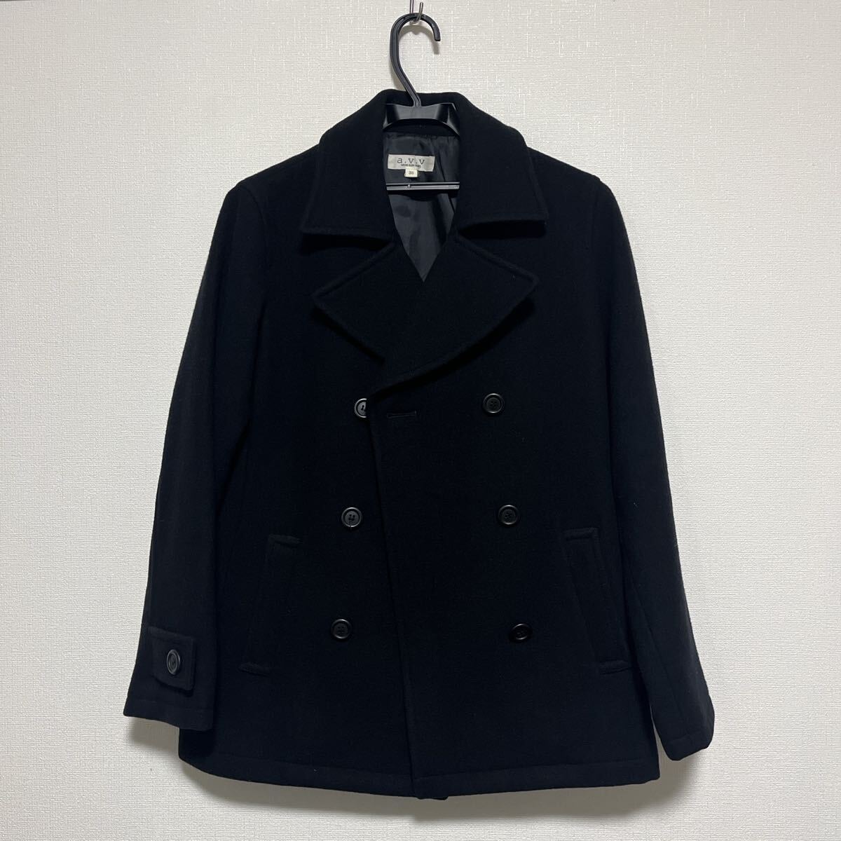 a.v.v 美品 ウールピーコート 黒 M ダブルボタン_画像1