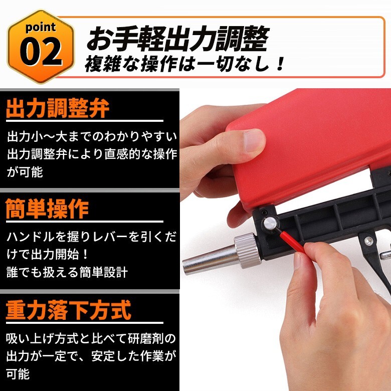 サンド ブラスター ブラストガン サビ落とし 錆 重力式 落下式 下地 処理 ガラス 加工 DIY 自動車 バイク 金属 砂 研磨 エアー 塗装剥がし_画像3