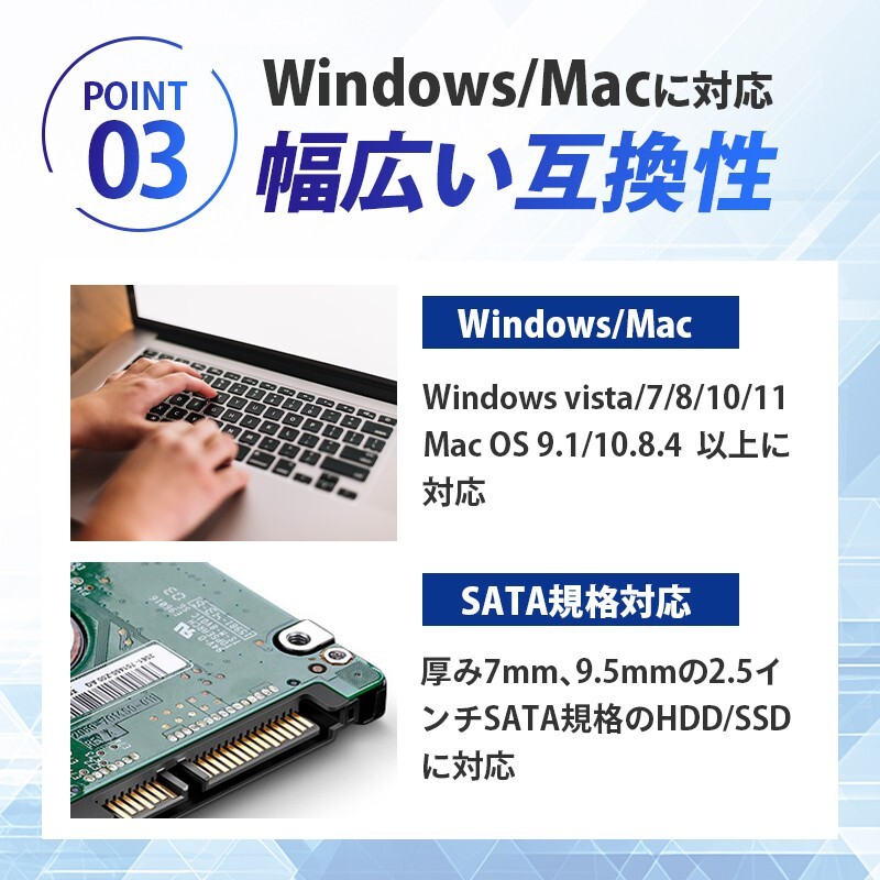 2.5インチ 外付け HDD SSD ケース クリア 2個ポータブル ドライブ 電源不要 UASP対応 工具不要 透明 USB3.0 ハードディスク SATA 5Gbps A_画像5