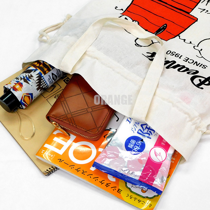 送料無料 スヌーピー 2WAY 帆布 トートバッグ レディース キッズ エコバッグ 巾着バッグ レッスンバッグ SNOOPY グッズ PEANUTS 新品 C★_画像3