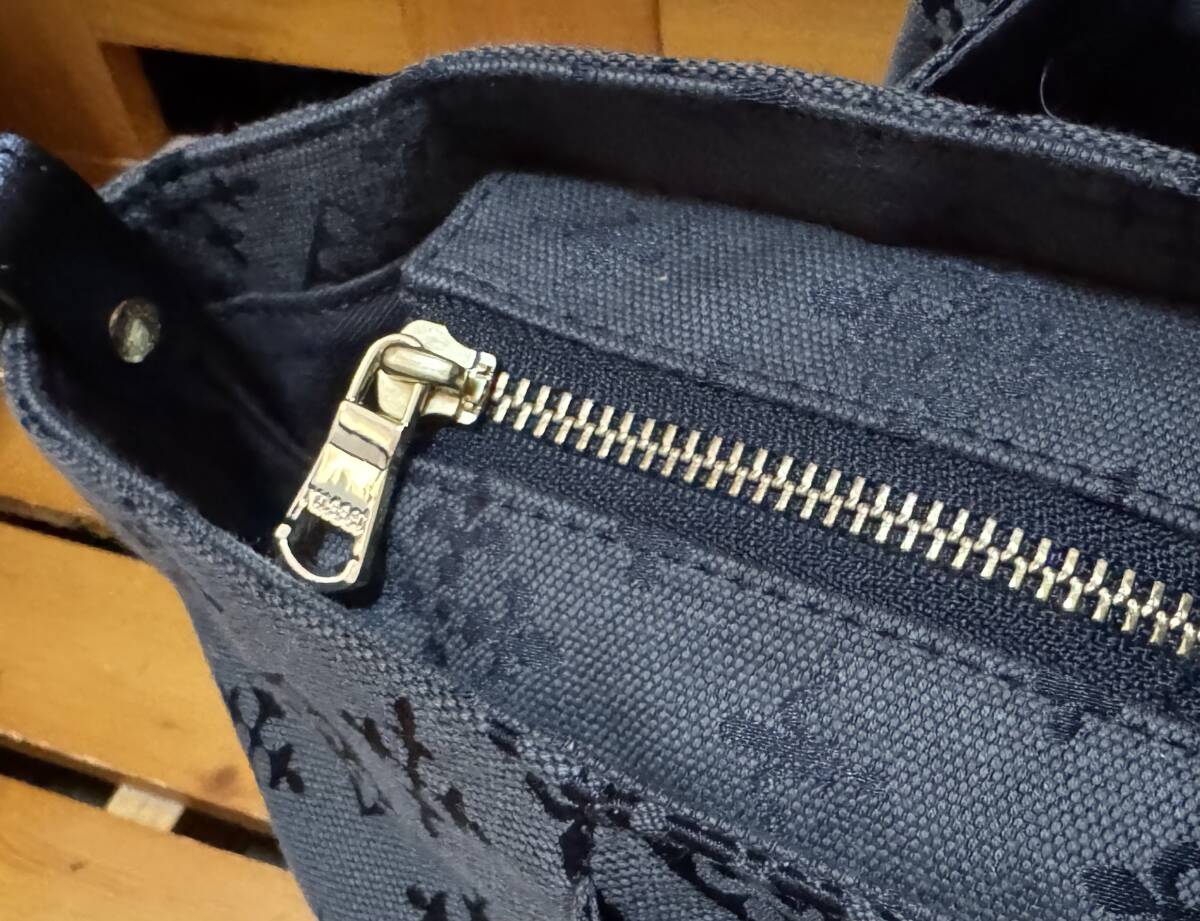 極美品ラシット☆コットンジャガード三層トートバッグ☆チャコール_画像7