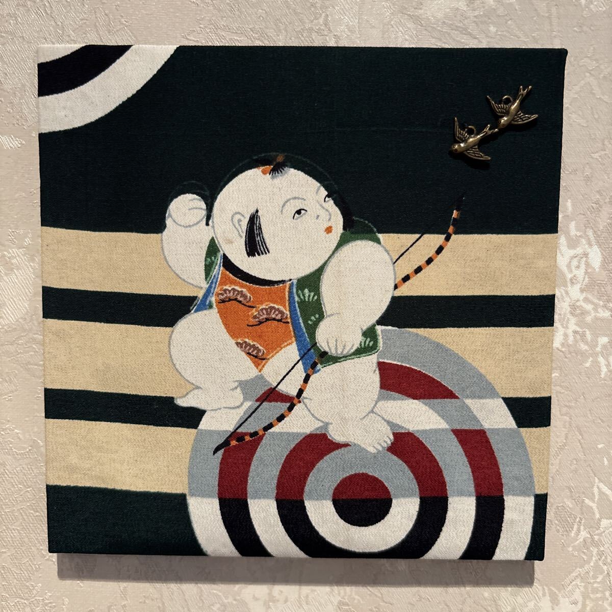 ファブリックパネル 着物唐子柄 ハンドメイド 在庫処分_画像1