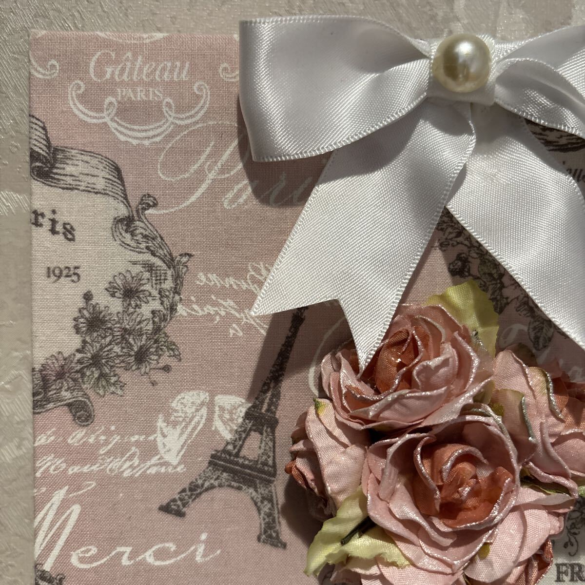 ファブリックパネル ピンク系リボン・フラワーデザイン ハンドメイド 在庫処分_画像5